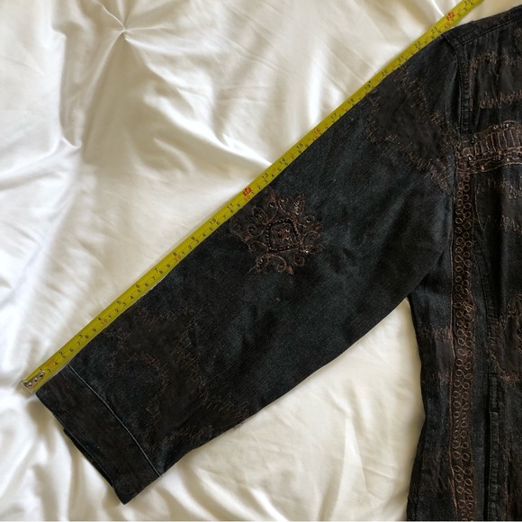 Chicos dark jean jacket with bronze stitching and bead detail - Picture 7 of 9